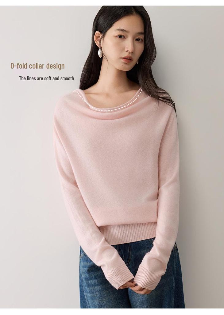 Cashmere Loose Neck Sweater - Women's Autumn/Winter 2026 Knit, Versatile & Slimming Solid Color
