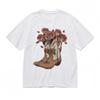 Women's Comfortable Classic T-Shirt Mens Womens Tees Top Brown Leather Boot Floral Design Cotton Tee