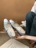 French flat Mary Jane single shoes women's shoes 2025 new spring and autumn Korean version silver evening shoes