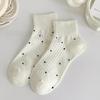 Solid-colored Cotton Socks, Women's Short Socks, Summer Trendy Polka Dot Women's Boneless Boat Socks