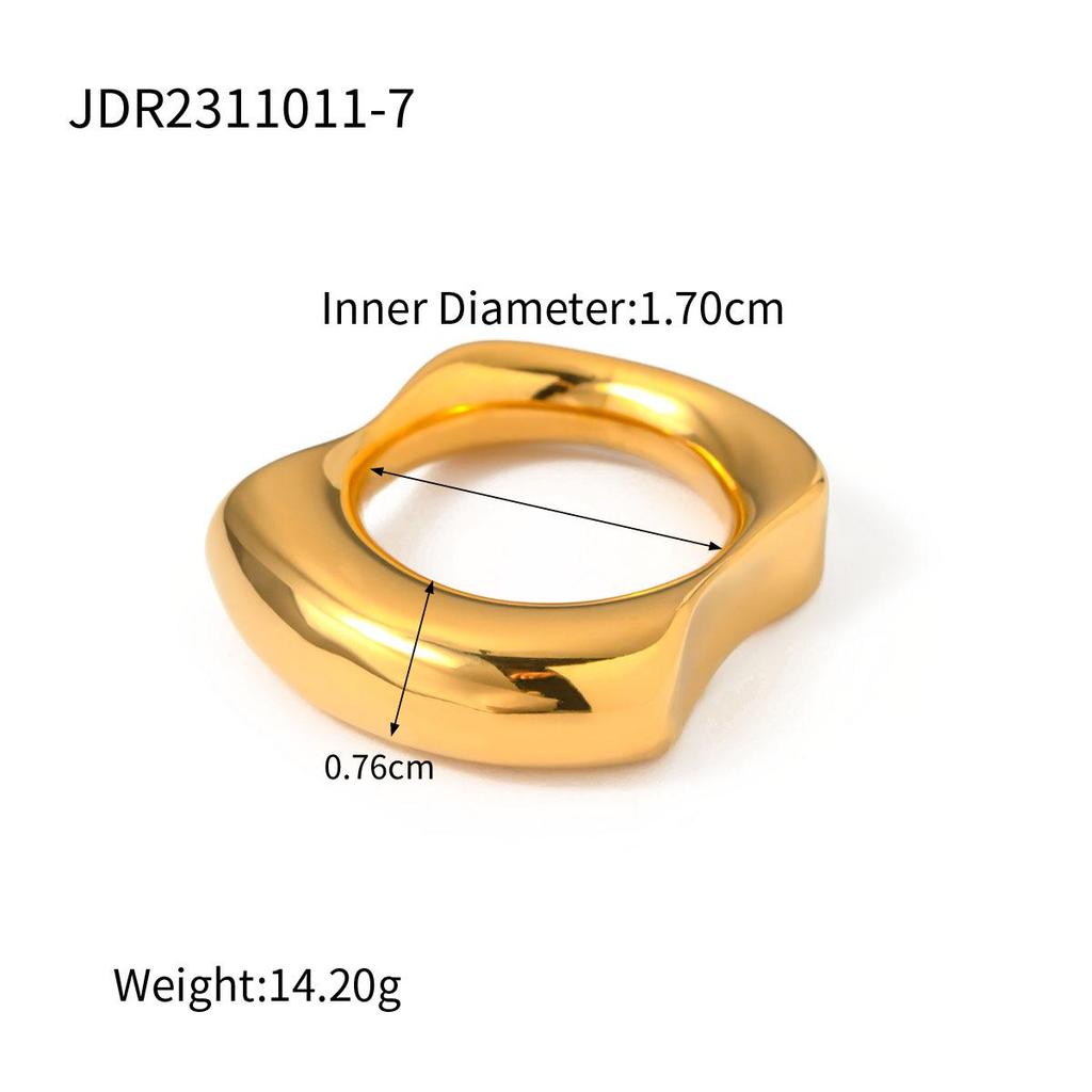 18K Gold Stainless Steel Polished Ring: European & American Fashion, High-End Non-Fading Women's Jewelry