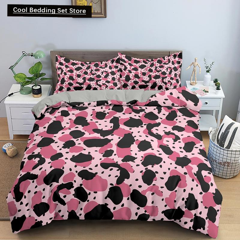 Leopard Print King Queen Duvet Cover Brown Cheetah Skin Pattern Bedding Set for Teens Girl Women Leopard 2/3pcs Soft Quilt Cover