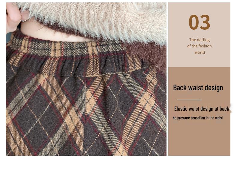 Korean Wool Plaid Midi Skirt: High-Waisted, Plus Size, Slimming A-line - Winter 2026