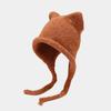 Unisex Solid Color Crochet Hat Cat Kitten Ear Shape Hat Warm Fluffy Winter Crochet Warm Skiing Supplies for Adult Teens