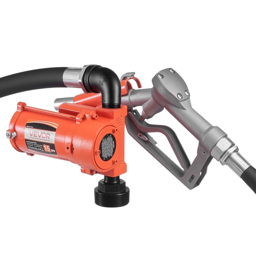 Kraftstoff-Förderpumpe, 12V DC 57 L/min, Gusseisen Diesel-Förderpumpen-Kit, mit manuellem Zapfhahn, Auslassschlauch, Überhitzungsschutz, Stromkabel,