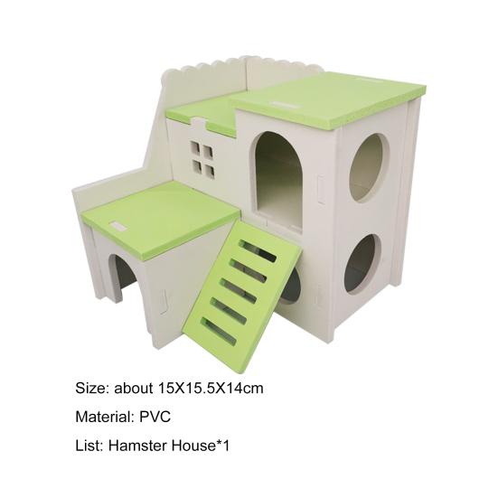 Hamster Hideout House with Ladder Ventilated Design Double Layers Hedgehog Chinchilla Villa Living Hut Pet Supplies