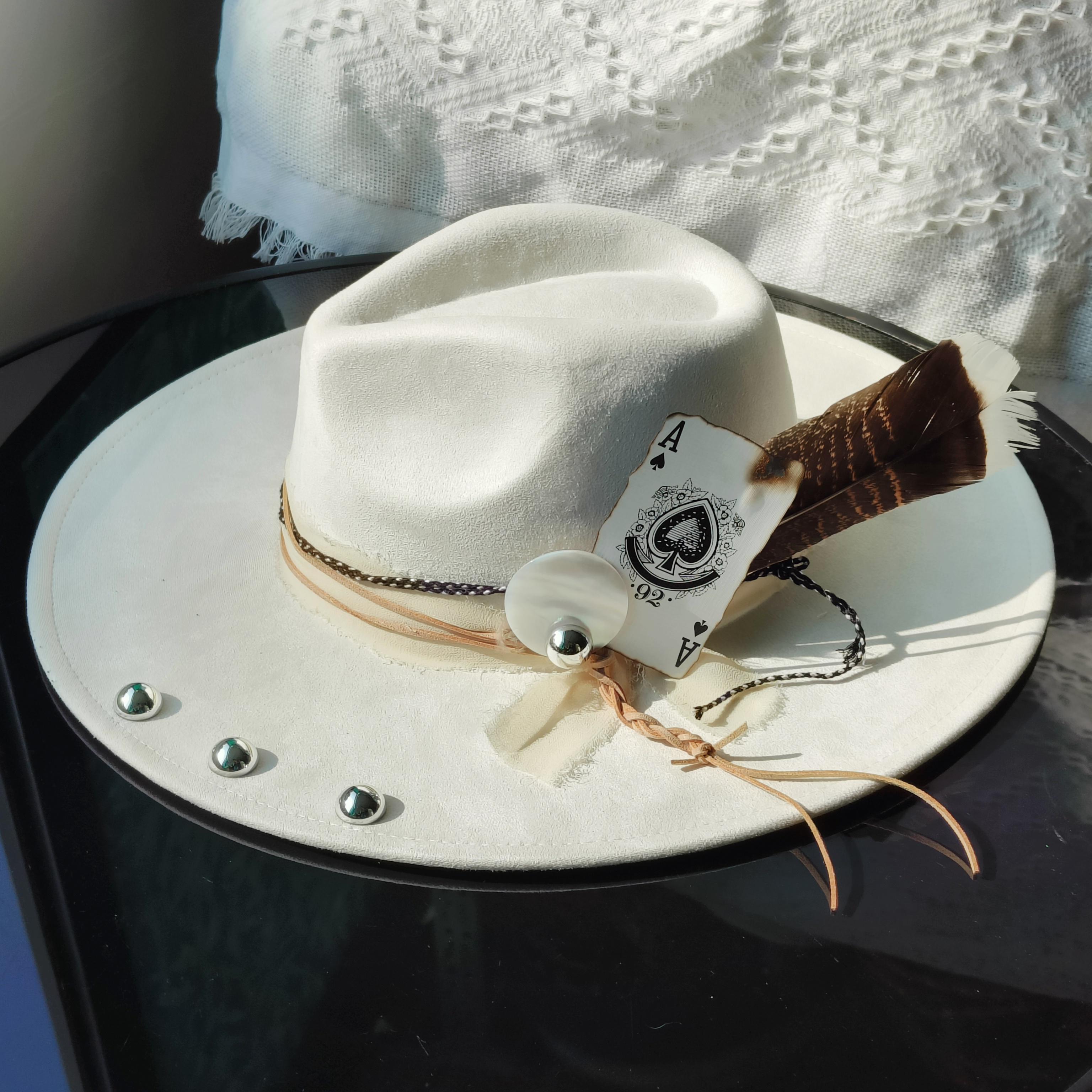 Freedom Outdoors Women's 9.5 Cm Wide Brim Suede Hat For Men Feather Fedoras Flat Hat Jazz Hat Felt Hat Gentlemen Top Hats Fedora Sombrero Hombre Cm