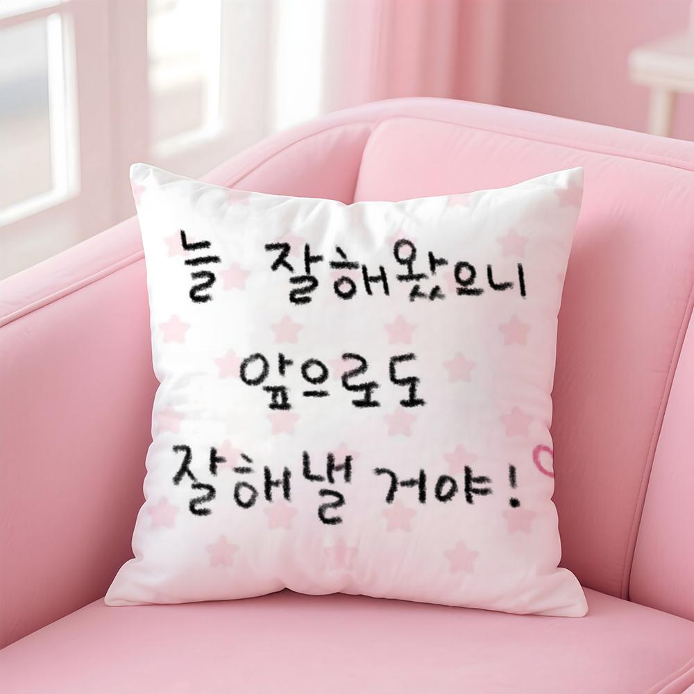Creative Art Korean Luck Comes to Me Cushion Cover Pillow Case Soft Skin Friendly Fabric  Concealed Zipper