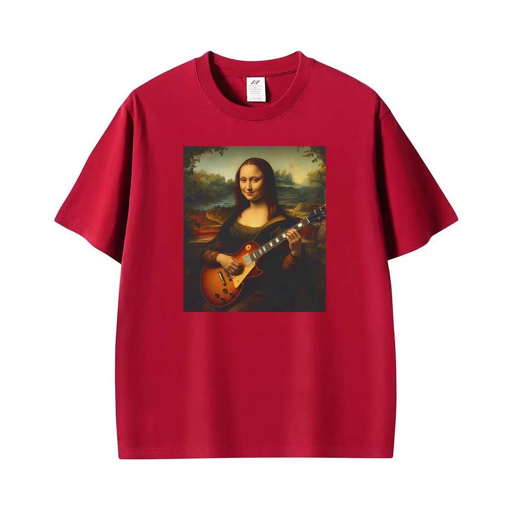 Mona Lisa Playing Electric Guitar Renaissance Art Rock Tee Shirt Unisex Unisex Fashion Aesthetic T Shirt Hot Sale Streetwear Tshirt