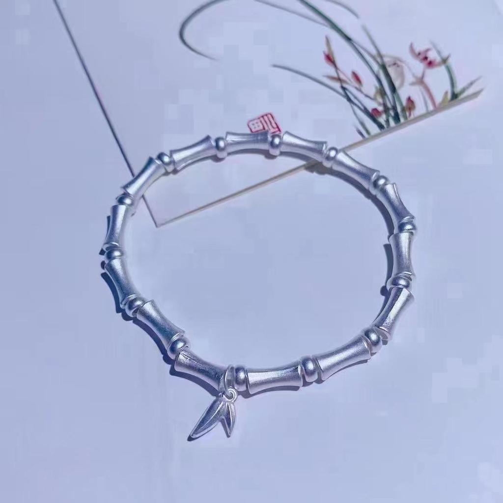 999 Sterling Silver Bamboo Joint Bracelet - Essential Niche Design for Little Fairies