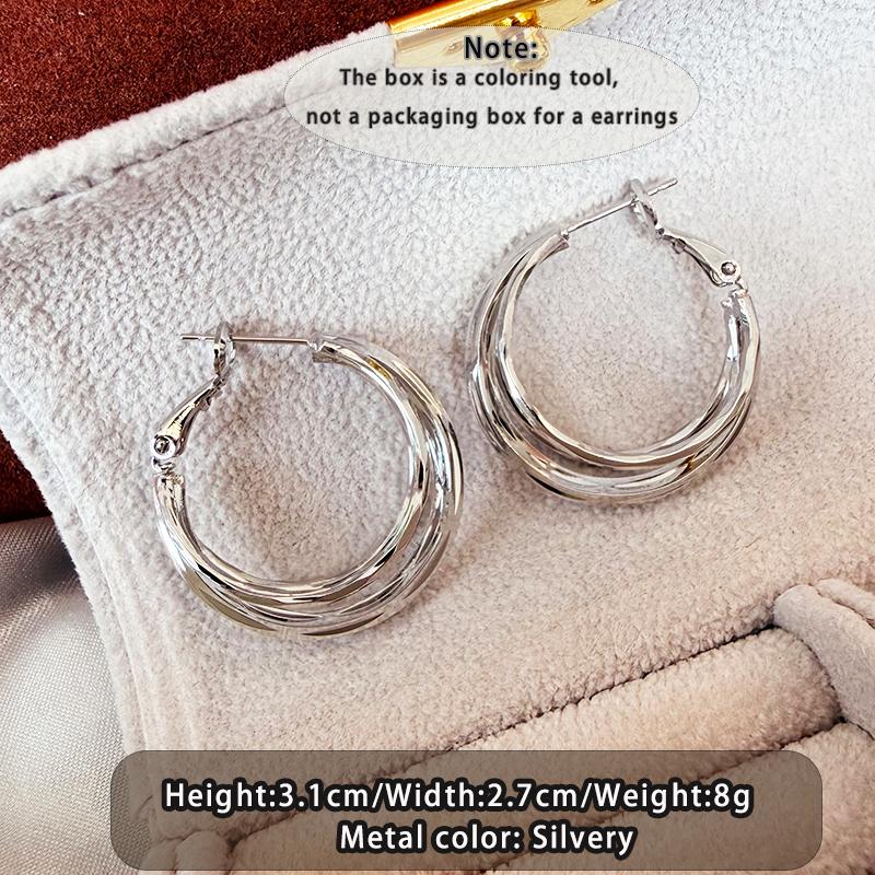 

2026 New Design Multi-layer Gold Color Metal Hoop Earrings Korean fashion Ear Jewelry For Women s Temperament Set Accessories срібний