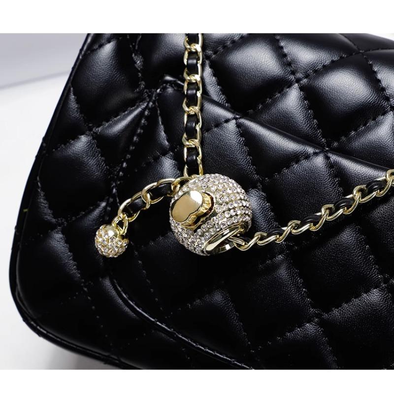 Borsa da donna Nuovo stile Borsa a catena piccola a rombi Borsa a spalla a tracolla Borsa a sfera dorata