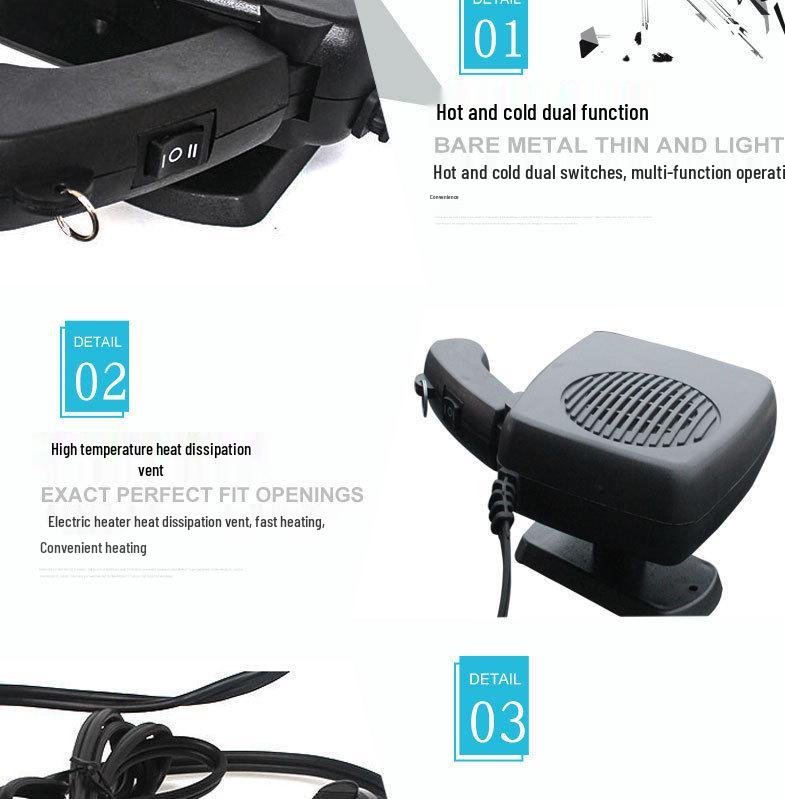 Aquecedor e Desembaçador de Carro Tudo-em-Um com Modo Duplo e Proteção contra Superaquecimento