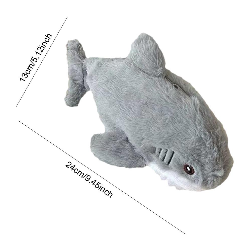 Cute Fluffy Pen Bag Large Capacity Plush Shark Stationery Bag Portable Kawaii Pencil Bag for School Office Supplies