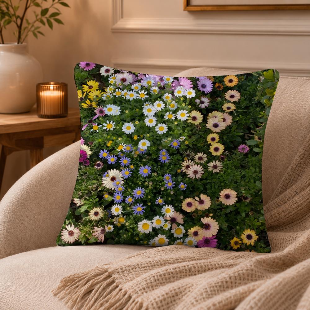 Daisy Cushion Cover Anti-dustmite Pillowcase Invisible zipper silky short plush Sofa cushion cover