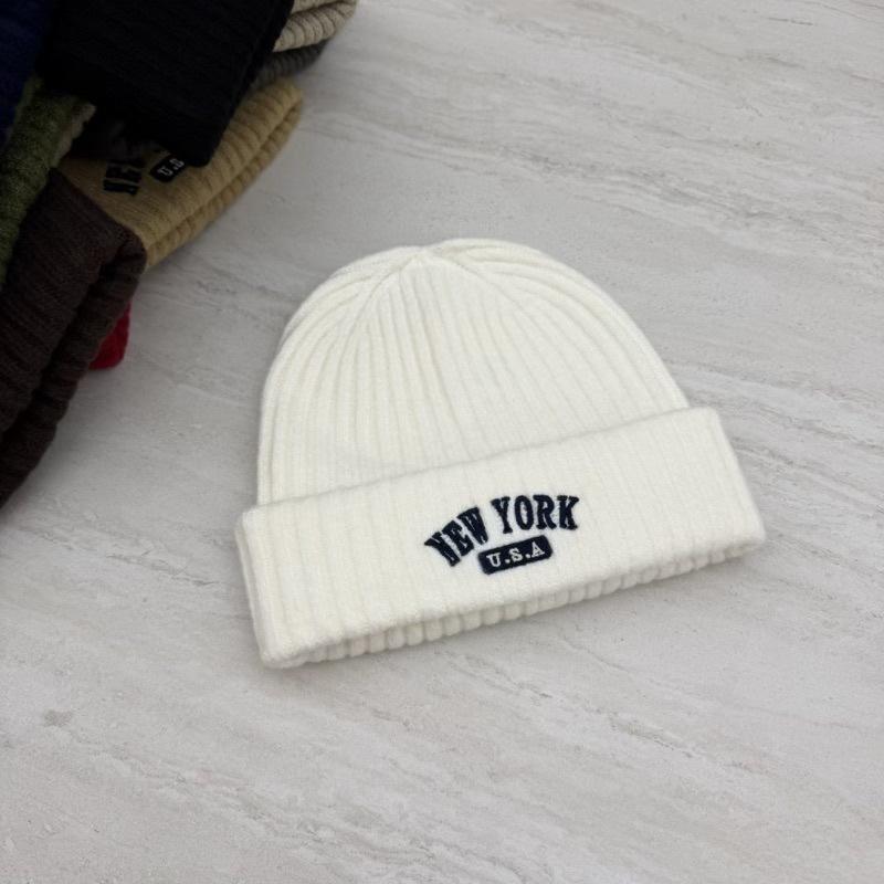 American retro letter embroidery knitted hat children's autumn and winter warm versatile cold hat showing face small wool hat male trend