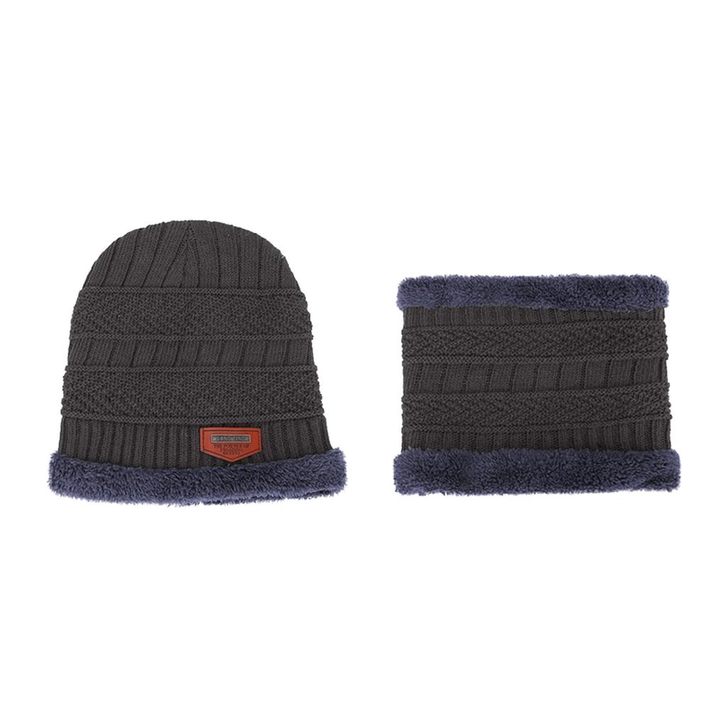 Men Women Outdoor Warm Winter Knitted Hat And Scarf Set Stylish Knit Cap