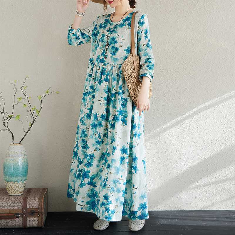 

Винтажное платье с круглым вырезом для путешествий L