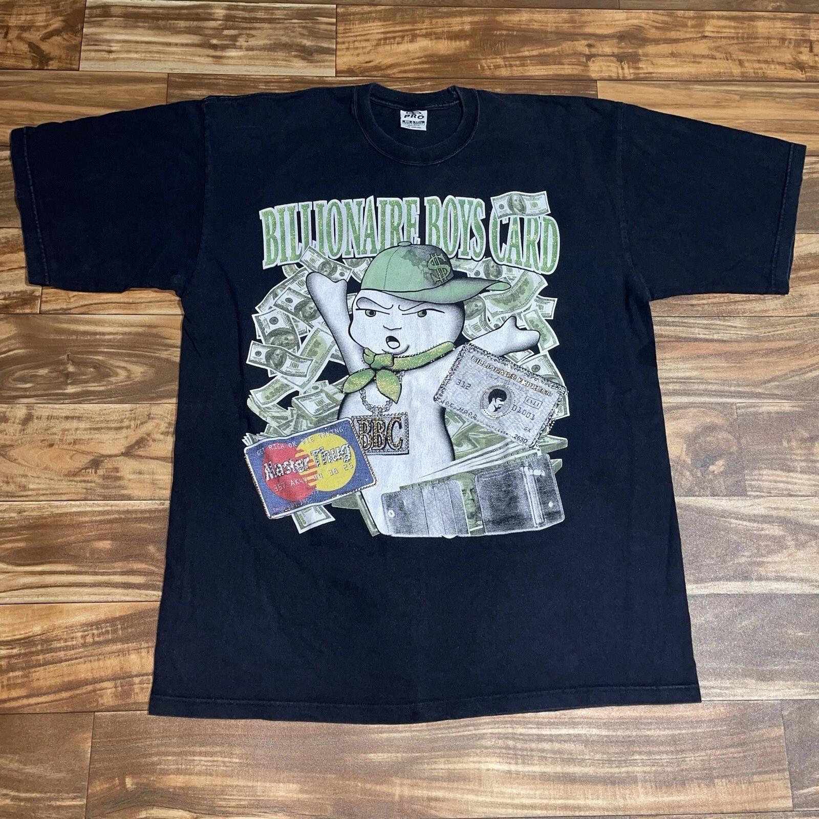 

Vintage Billionaire Boys Card Rhinestone Gangster Parody Black T-Shirt 2XL Tall 4XL