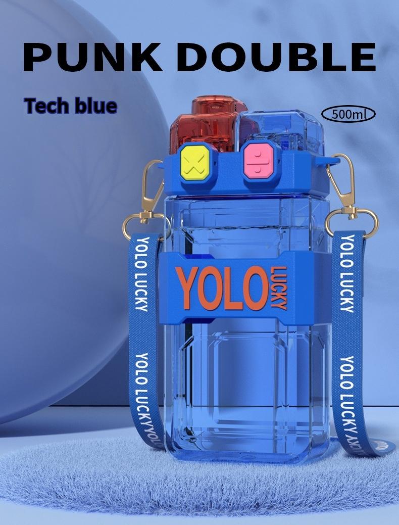 

Бутылка для воды, Детская кружка для воды, Портативная двойная кружка для питья с крышкой и трубочкой для мальчиков, пластиковая кружка для воды для школьников, подарочная кружка для девочек 0.5L