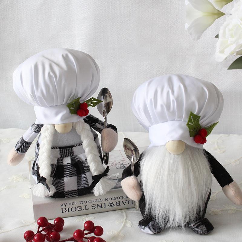 Christmas decorations creative dwarf chef doll festival plush doll chef's day faceless doll