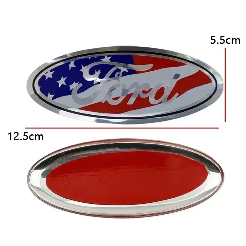 For Ford Mondeo Fusion Focus Fiesta Kuga Edge Transit Ecosport 12.5x5cm Car Front Emblem Logo Rear Trunk Badge Decal Decoration SG7