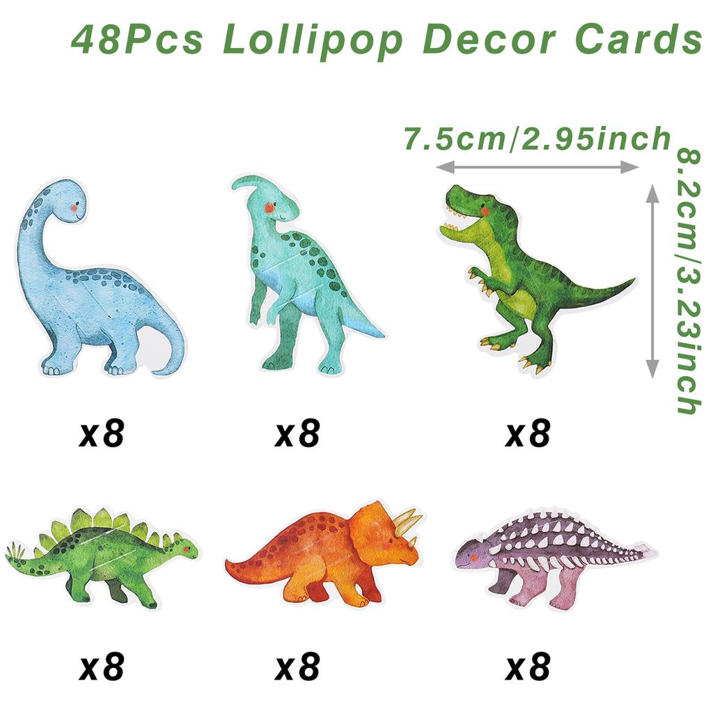 Dinosaur Lollipop Holder Card Dino 1st Birthday Party Decor Kids Boy Jungle Safari Party Favors Roar Candy Card Baby Shower
