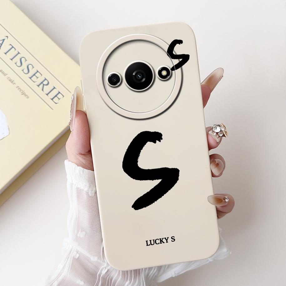 For Xiaomi Poco C61 Case PocoC61 C 61 Cover Luxury Letters Soft White Black Silicone Matte Fundas For Xiaomi Redmi A3 A3x Bumper