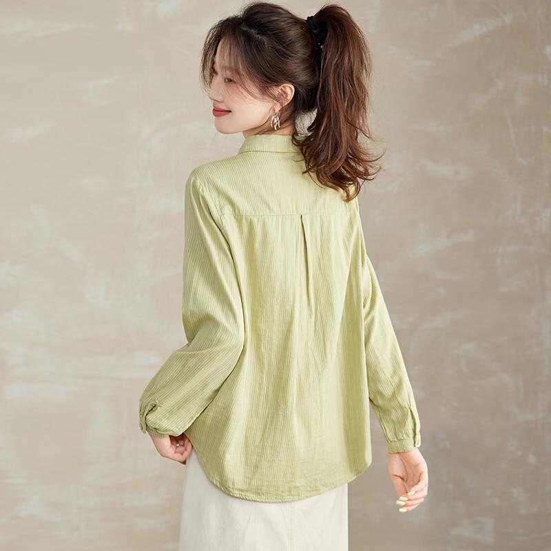 FAPAI Women's Striped Cotton Long Sleeve Shirt
