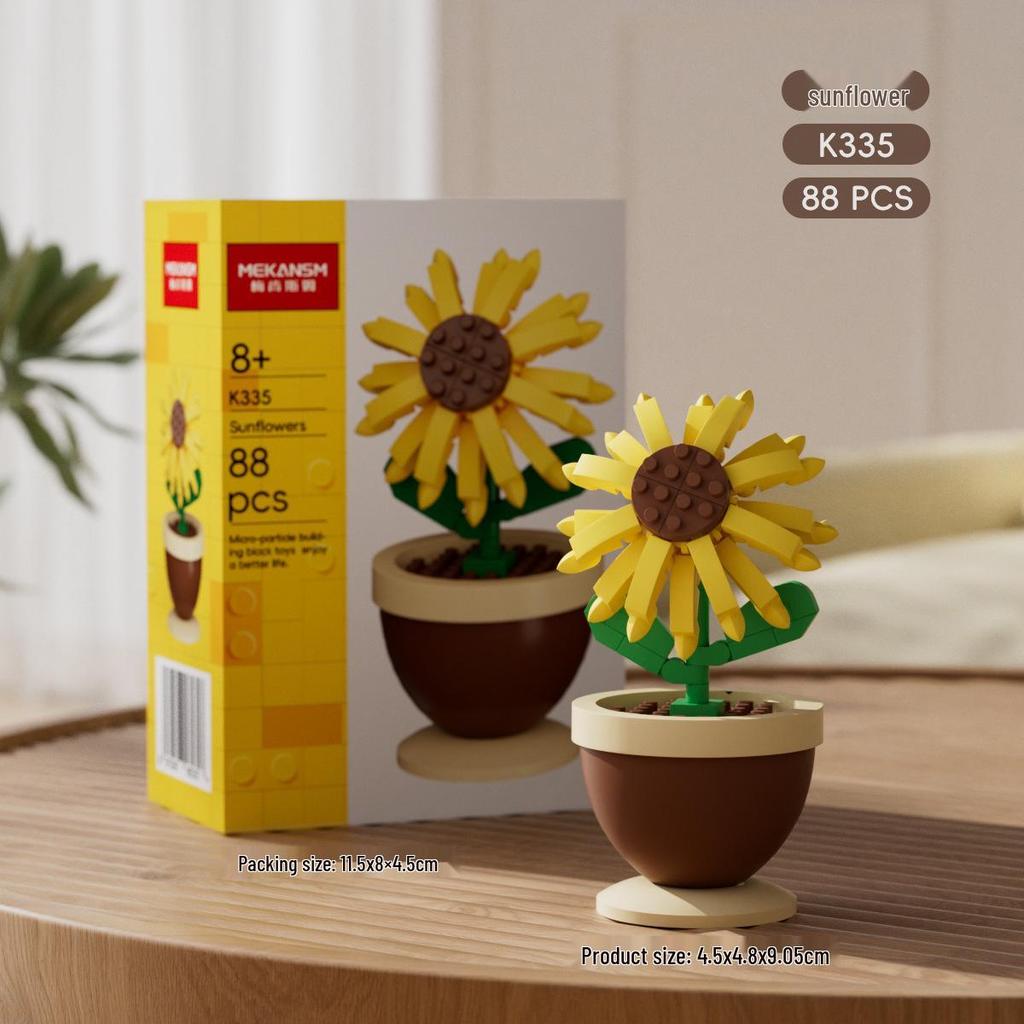 LEGO-kompatibelt Byggesett med Orkidéroseblomst: Floral Whispers Kurvpyntegjenstand, Leke for barn, Gave til jenter og Lærerdagen