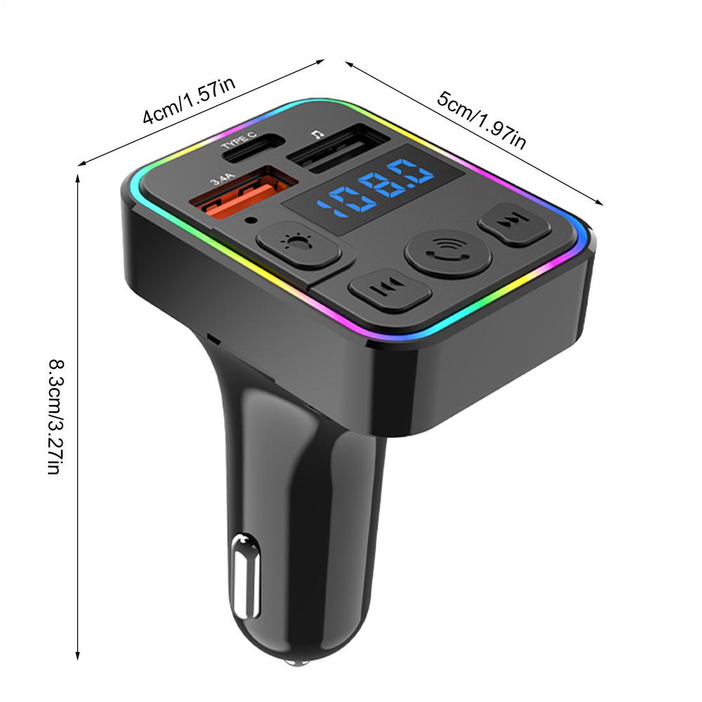 

Bluetooth5.3 FM Transmitter Handsfree CarAUX Radio Modulator MP3 Player With Double USB Fast Charge Adapter Car Accessories чёрный