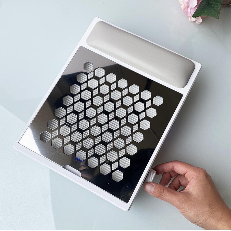 Rechargeable Brushless Nail Dust Collector with Adjustable Speed and High Suction Power, Includes Hand Rest.
