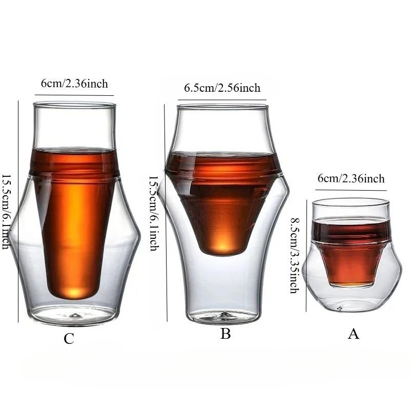 New Creative Double-layer Glass Cup Espresso Coffee Cup Anti-scalding Milk Party Brandy Wine Teacup Mug 100/250/300ml