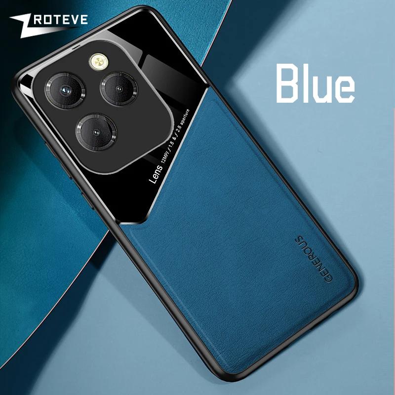 

Чохол для Infinix Hot40 Pro, автомобільна шкіряна магнітна жорстка обкладинка для ПК, для Infinix HOT 40 40Pro 40i Smart 8 Smart8 чохли для телефонів For Infinix Smart 8 синій
