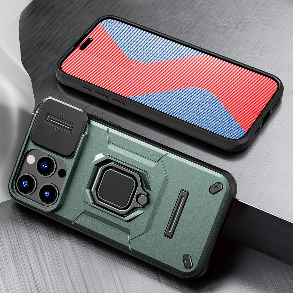 

Противоударный чехол KEYSION для iPhone 15 Pro Max 15 Plus, защитное кольцо для объектива камеры, чехол-подставка для телефона для iPhone 15 Ultra for iPhone 15 Ultra зелёный
