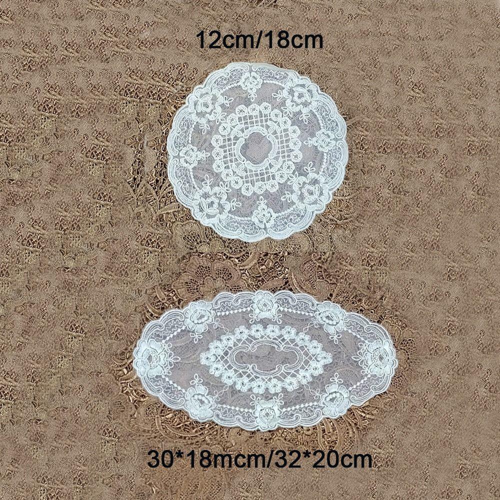 Embroidery Flower Lace Embroidery Placemat Round Cup Mat Doily Coaster Table Decor