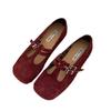 Late evening wind gentle square head suede flat-soled single shoes 2025 spring and autumn soft-soled ballet shoes with skirt Doudou grandma shoes