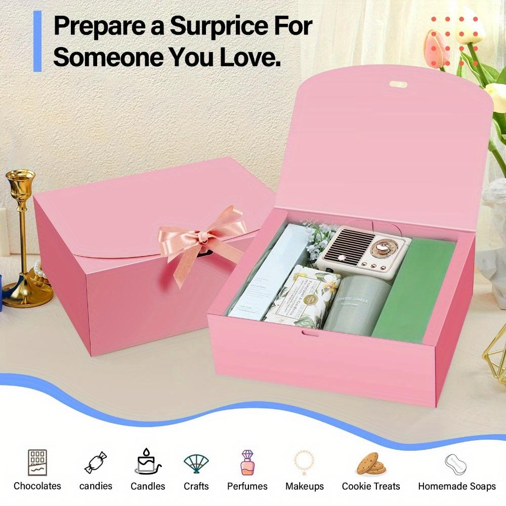 8pcs Pink Kraft Paper Gift Boxes with Lids Large Bridesmaid Proposal & Wedding Favor Boxes with Ribbon Perfect for Birthdays Christmas Parties