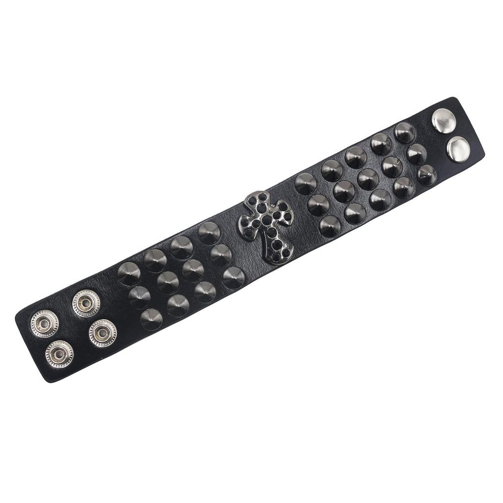 Y2K Dark Genuine Leather Studded Punk Rock Hip Hop Bracelet