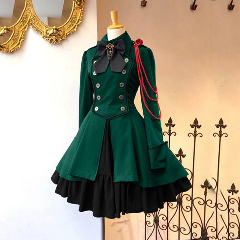 Renaissance Retro Langarm Schleife Rüsche Cosplay Kleid
