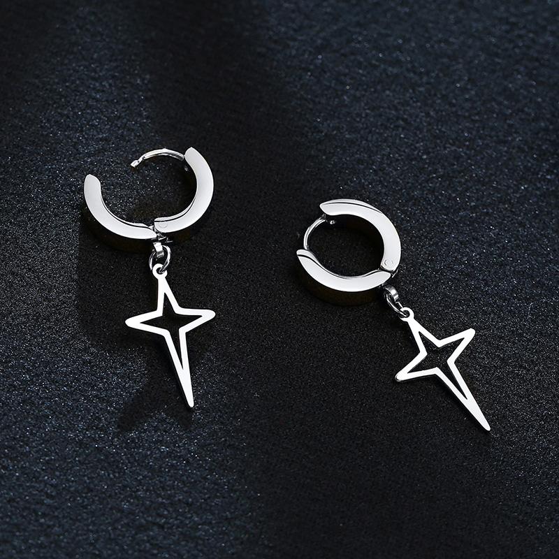 Star Hoop,Stainless Steel Star Earring, Polaris Dangle Hoop Earring, Stars Charm Earrings For Men Women Jewelry