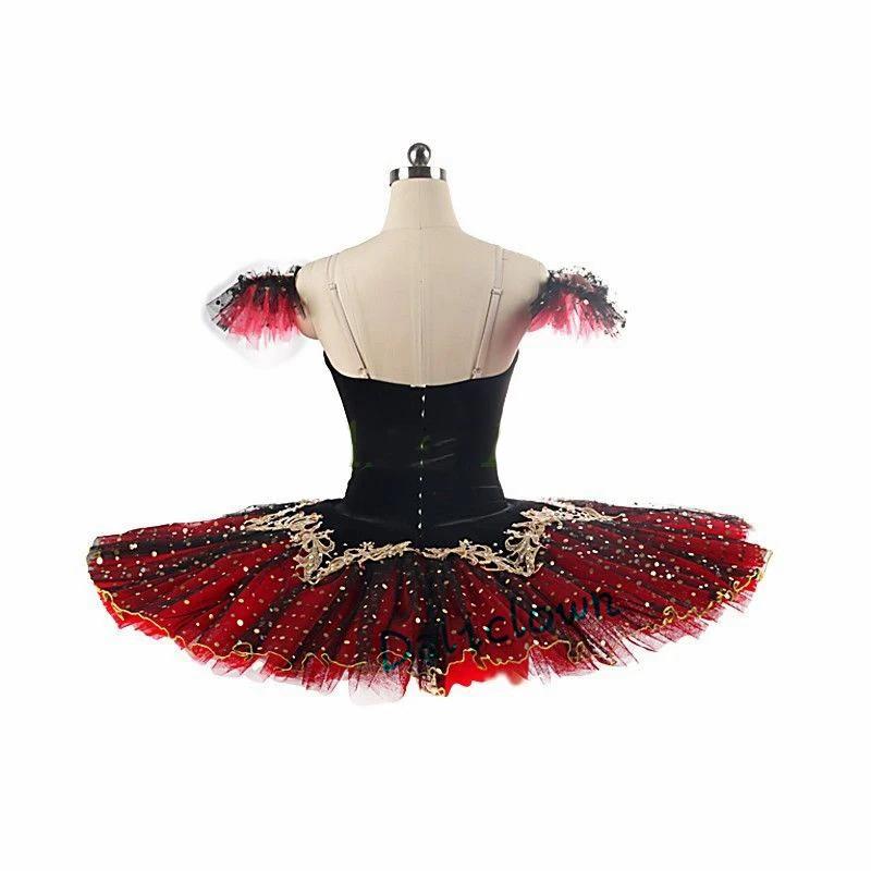 Black Red Professional Tutu Performance Ballet Tutu Platter Pancake Tutu Dress Girls Kids Ballerina Party Costume