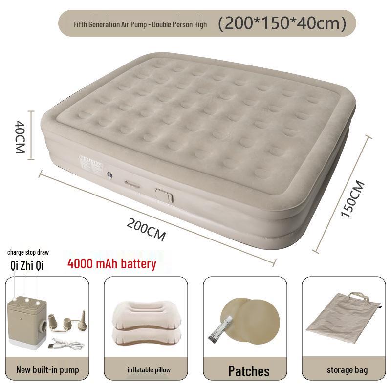 Outdoor Camping Inflatable Air Mattress with Built-in Pump