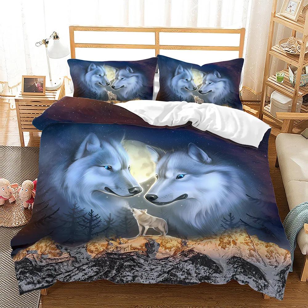 Bedroom Bedding Set King Size For Double 3D Print Bohemian Deer Moon,Wolf Bed Linen 2 People 240x260 Comforter Cover+Pilllowcase