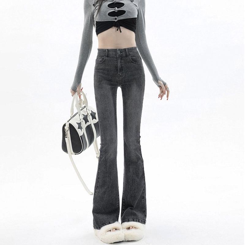 

Женские легкие расклешенные джинсы с высокой талией — ностальгический облегающий крой для весны и осени L