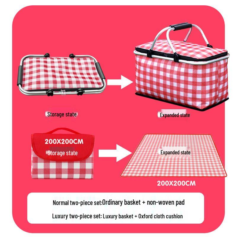 Large Capacity Portable Picnic Basket Cooler Bag with Aluminum Foil for Outdoor Camping
