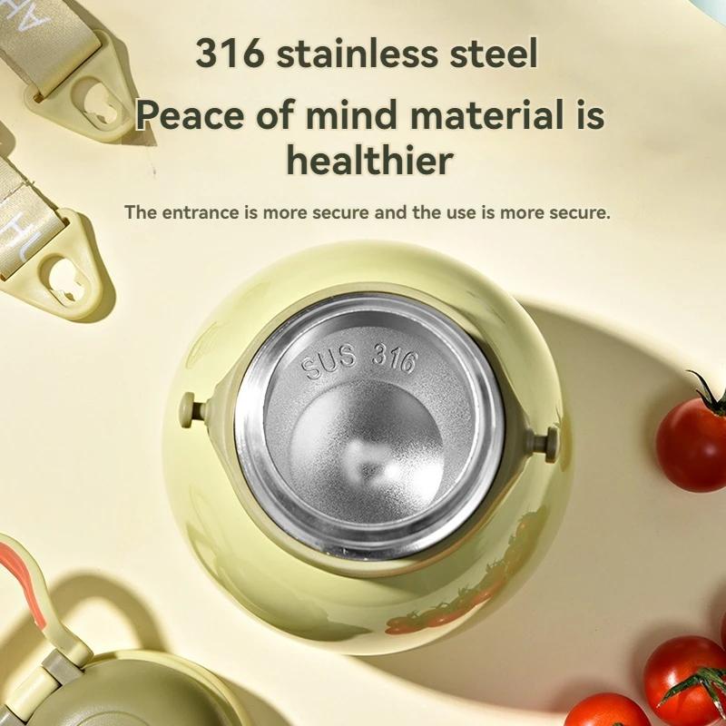 700ML Temperature Display Thermos Mug With Straw Portable Vacuum Flasks With Strap Fashion Cute Thermal Bottle Tumbler Day Gift