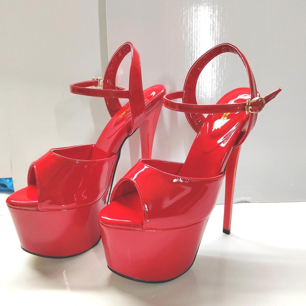 Sandali con tacco alto da pole dance con piattaforma sexy da 19 cm, sandali estivi super alti, scarpe da passerella modello