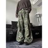 American retro men's and women's tooling camouflage pants hip-hop street big pockets washed ripped casual versatile pants