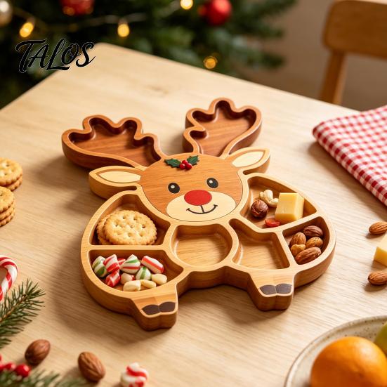 Party Supplies for Home Office Christmas Snack Serving Tray, Divided Holiday Appetizer Platter, Cute Snowman/Tree/Penguin/Cow Shaped Seasonal